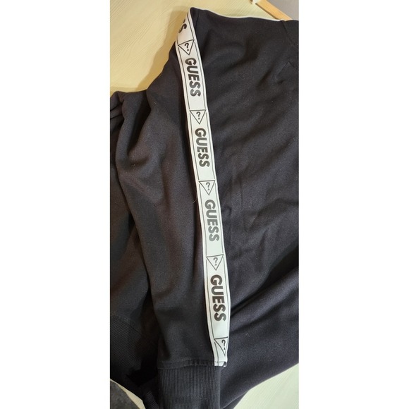 GUESS Black Zip-up Track Jacket Logo & White Stripes On Sleeves Lightweight, S - Picture 6 of 8